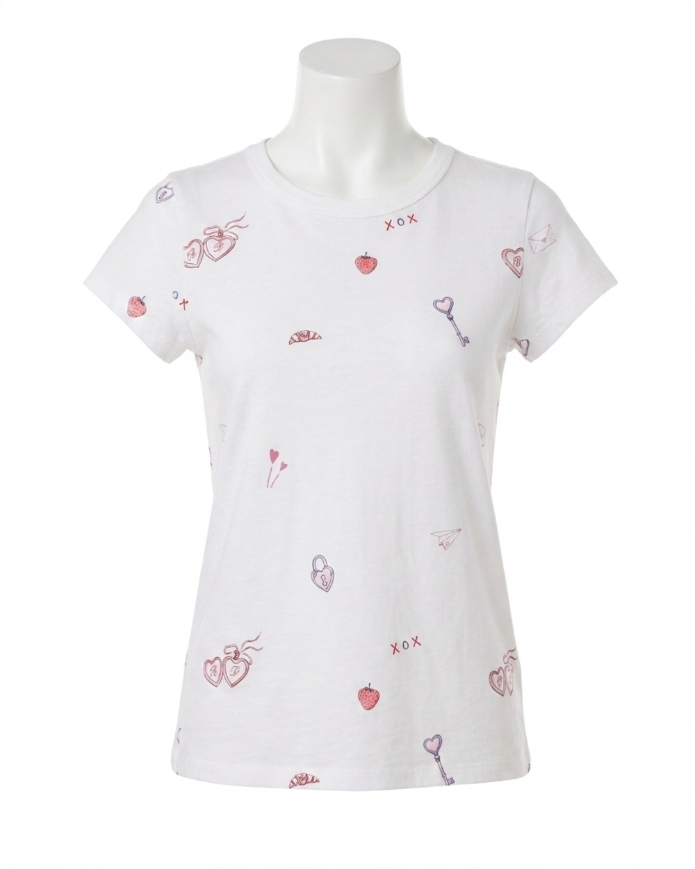 NEW RAG & BONE all over valentines tee in white